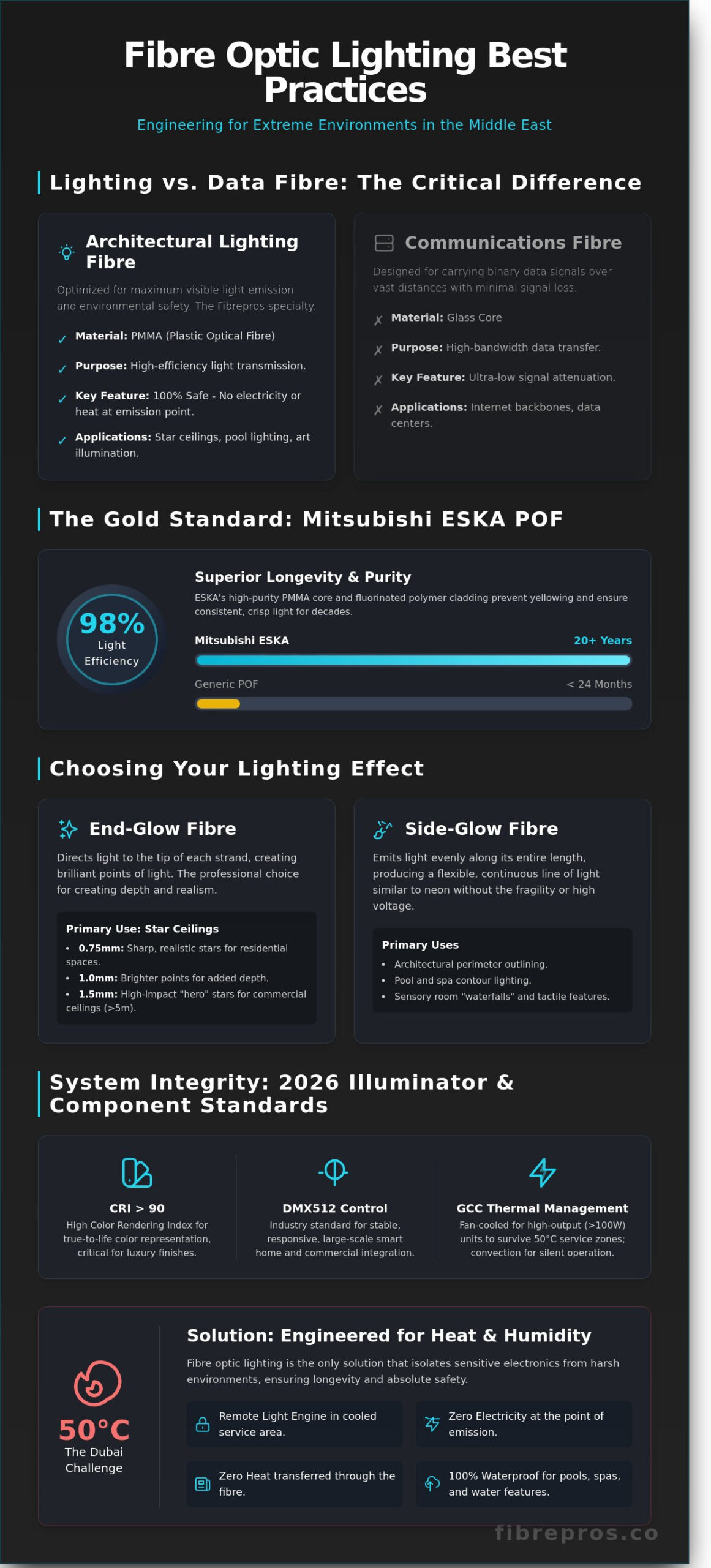 Best Practices for Fibre Optic Lighting in Dubai: The Fibrepros Standard 2026