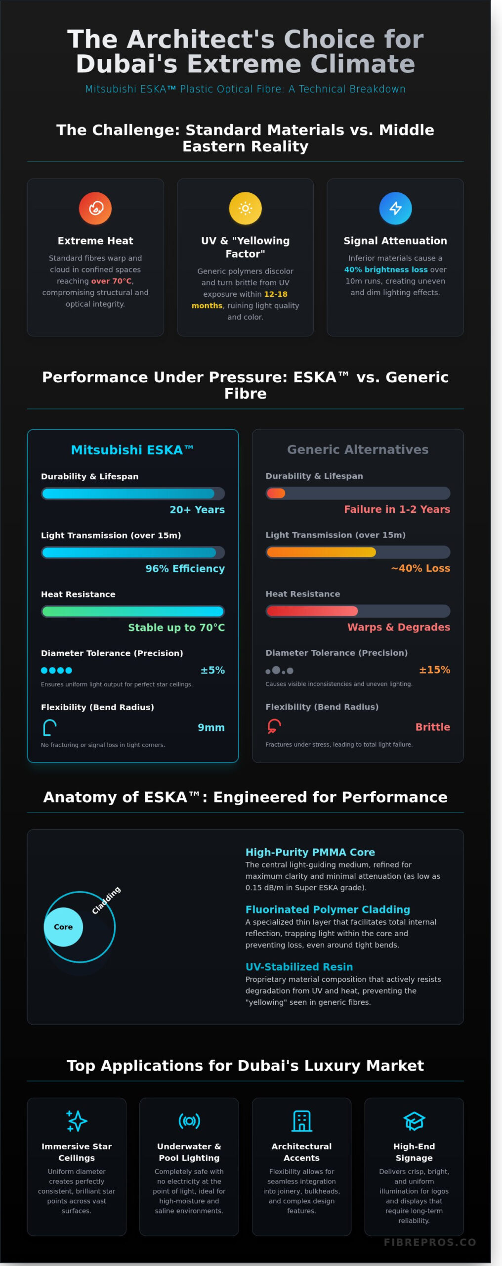 Mitsubishi ESKA Plastic Optical Fibre: The Gold Standard for Dubai Lighting