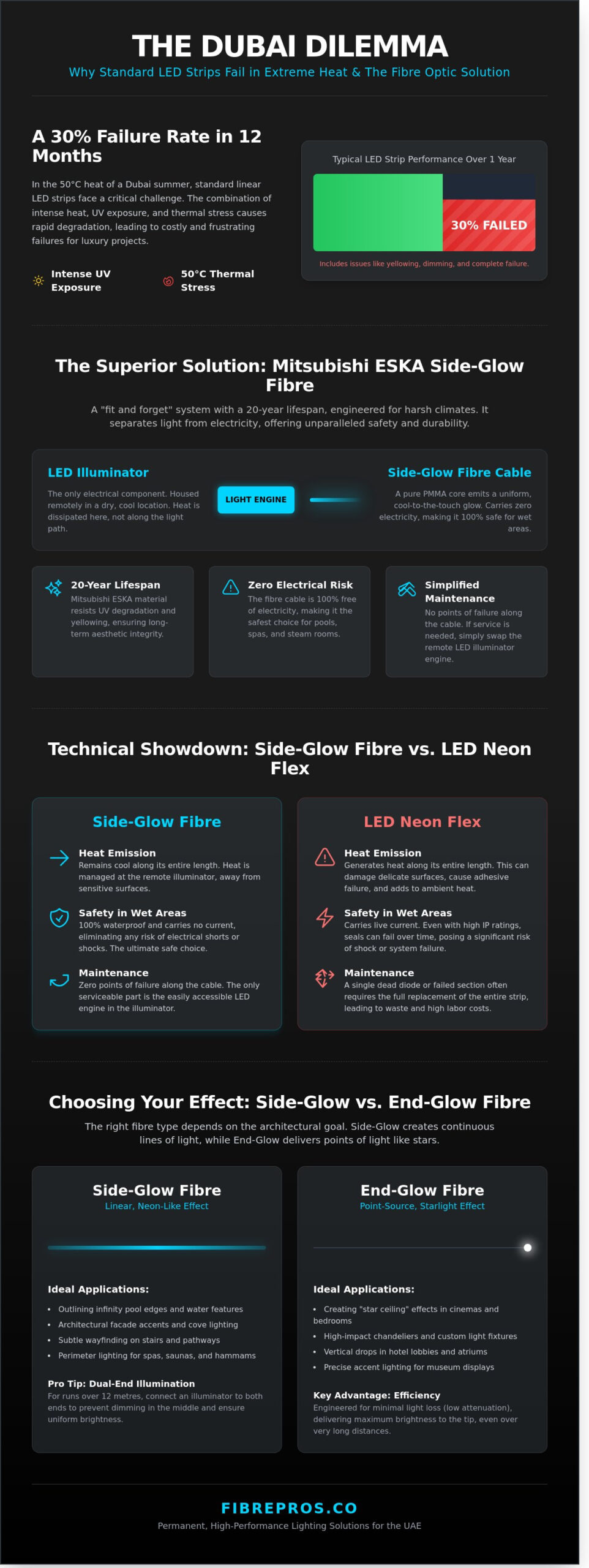 Side-Glow Fibre vs. End-Glow: The Complete Guide for Dubai Architects and Homeowners