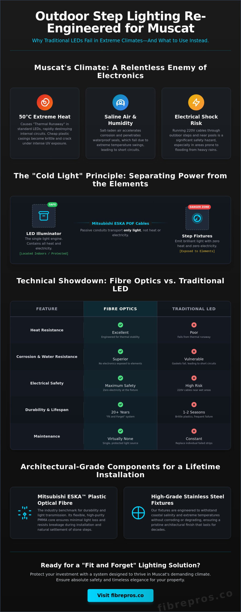 Luxury Outdoor Step Lighting: The Definitive Guide to Fibre Optics in Muscat