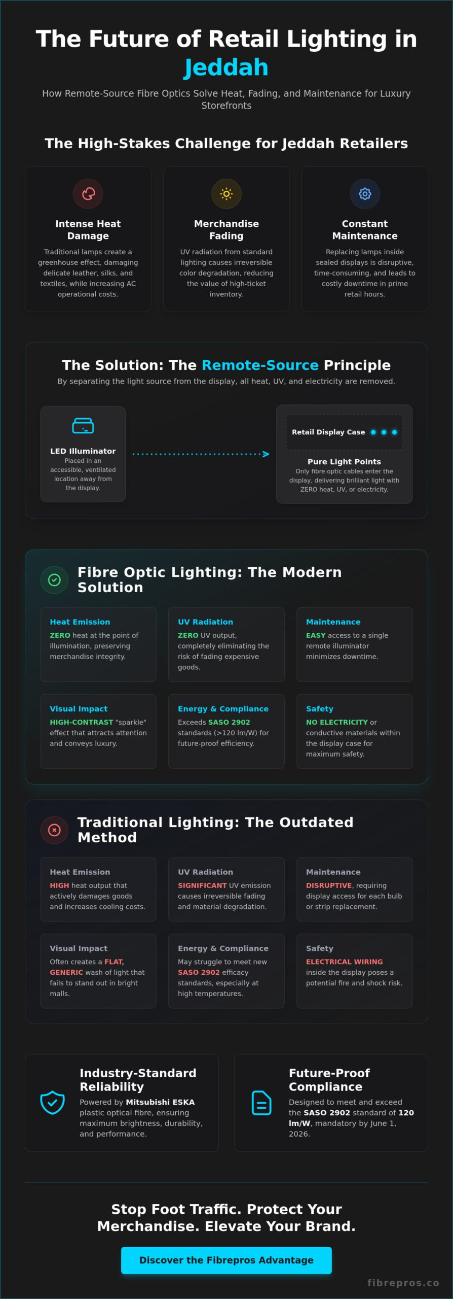 Retail Shop Window Lighting in Jeddah: The 2026 Luxury Fibre Optic Guide