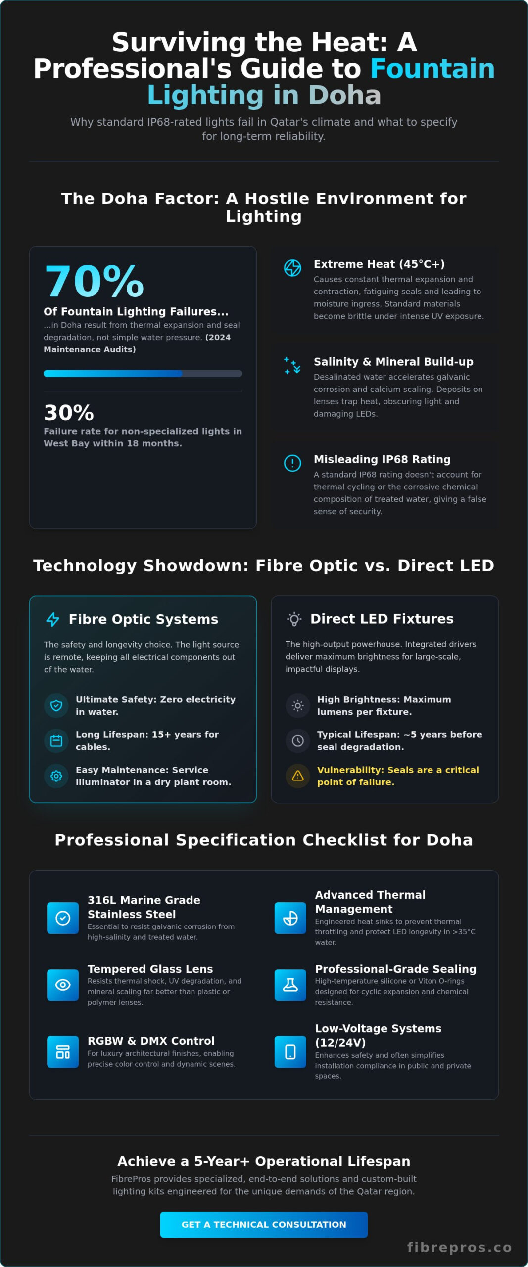 Underwater LED Lights for Fountains in Doha: The 2026 Professional Guide