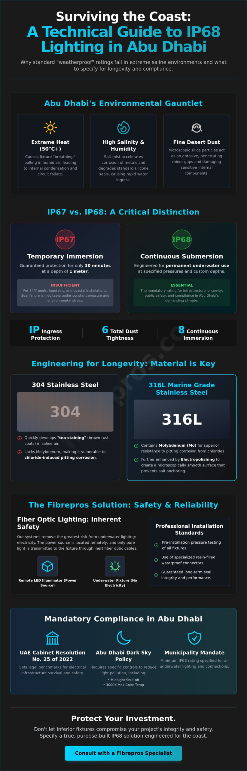 IP68 Rated Lighting Fixtures in Abu Dhabi: The 2026 Professional Guide